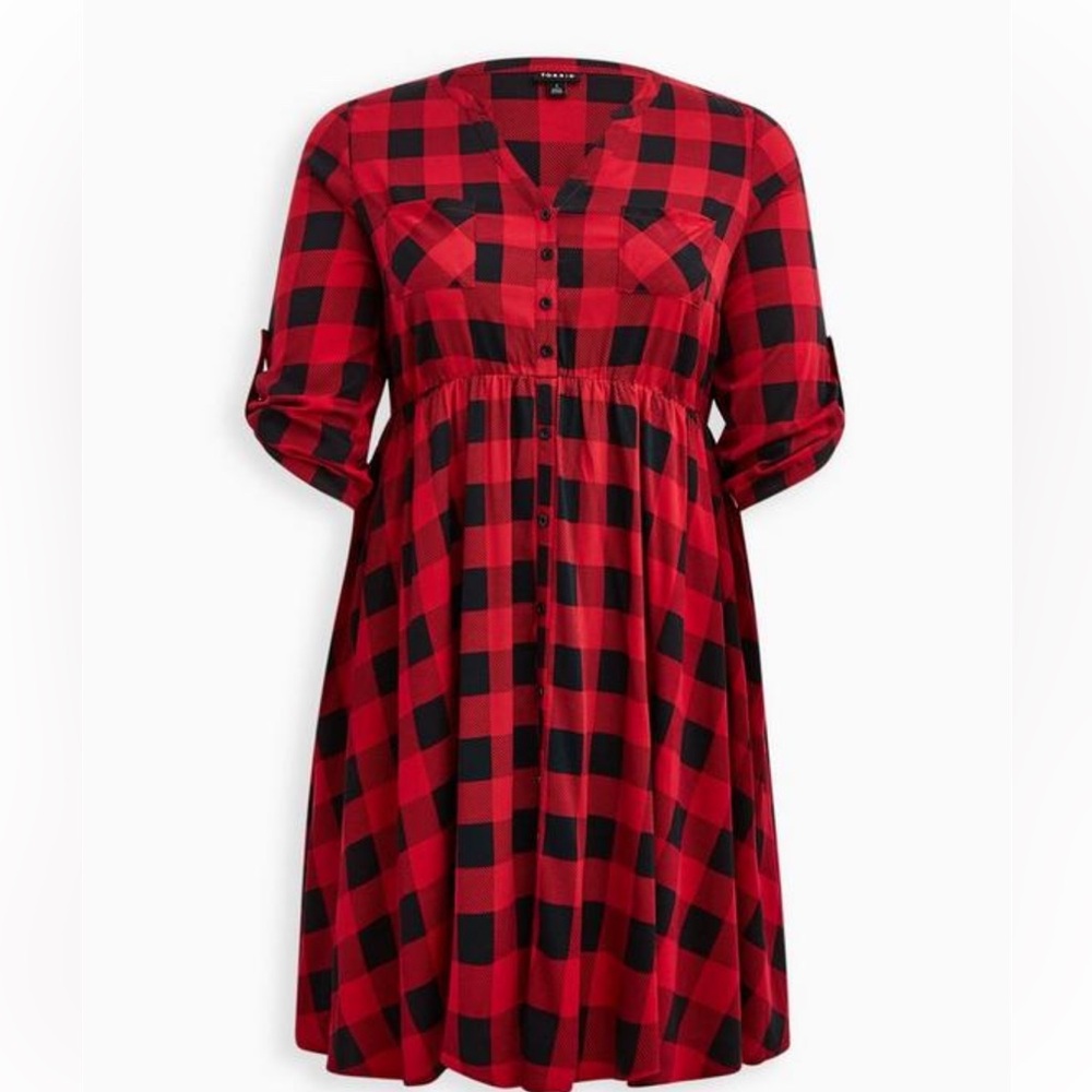 Torrid Red and Black Plaid Dress